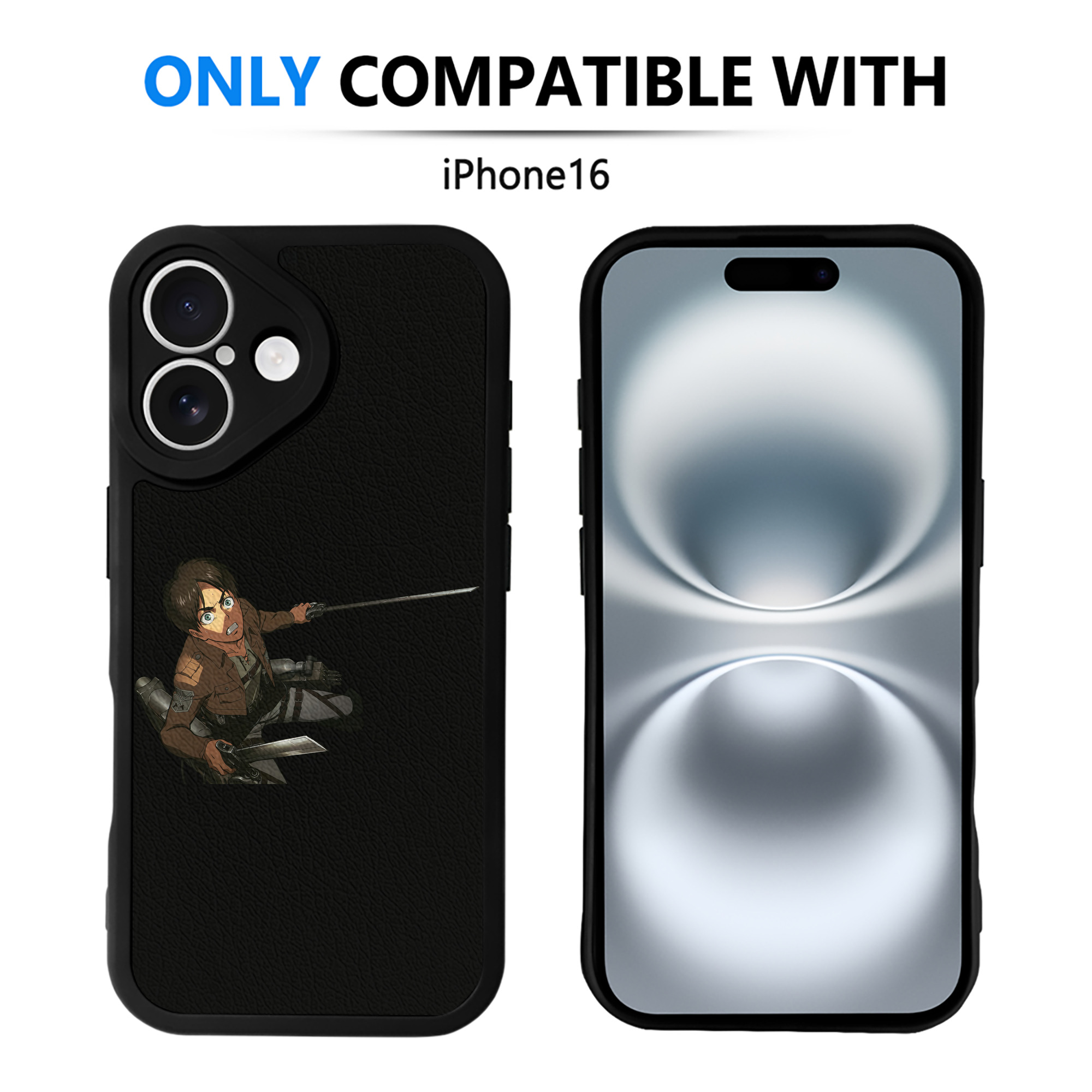 （画像用） 進撃の巨人 エレン･イェーガー Attack on Titan Eren Jäger 【iPhone 16シリーズ対応】シリコンスマホケース（レザー調） 材質：シリコン